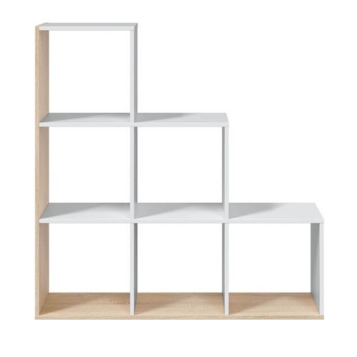 Bibliothèque Escalier Cube Coloris Chêne Candiene / Blanc Artic.