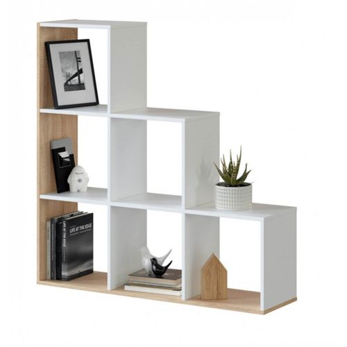 Bibliothèque Escalier Cube Coloris Chêne Candiene / Blanc Artic.