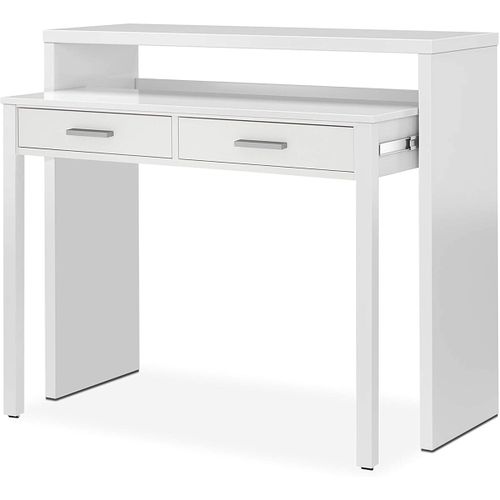 Table Console Extensible Convertible En Bureau Coloris Blanc Artik.