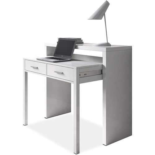 Table Console Extensible Convertible En Bureau Coloris Blanc Artik.