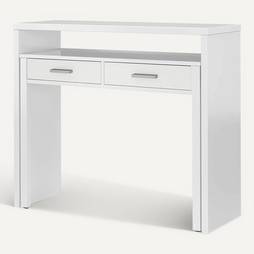 Table Console Extensible Convertible En Bureau Coloris Blanc Artik.
