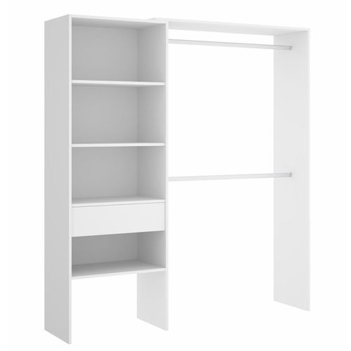 Armoire Placard Extensible Coloris Blanc - Longueur 110-160 X Hauteur 187 X Profondeur 40 Cm