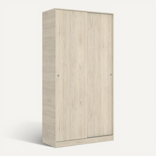 Armoire à Portes Coulissantes Coloris Naturel - Longueur 100 X Profondeur 50 X Hauteur 204 Cm