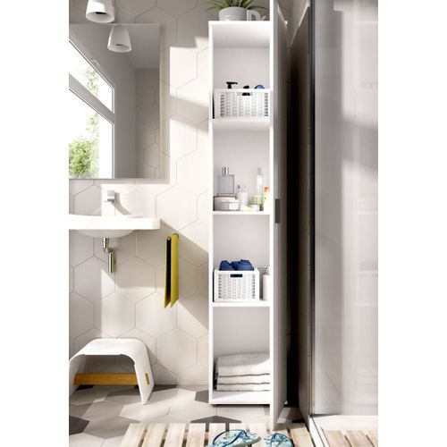 Armoire Meuble De Rangement Coloris Blanc - Longueur 39 X Profondeur 35 X Hauteur 190 Cm