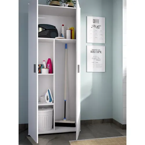 Armoire 2 Portes Coloris Blanc - Longueur 78 X Profondeur 35 X Hauteur 190 Cm