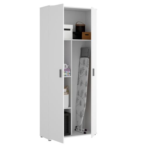Armoire 2 Portes Coloris Blanc - Longueur 78 X Profondeur 35 X Hauteur 190 Cm