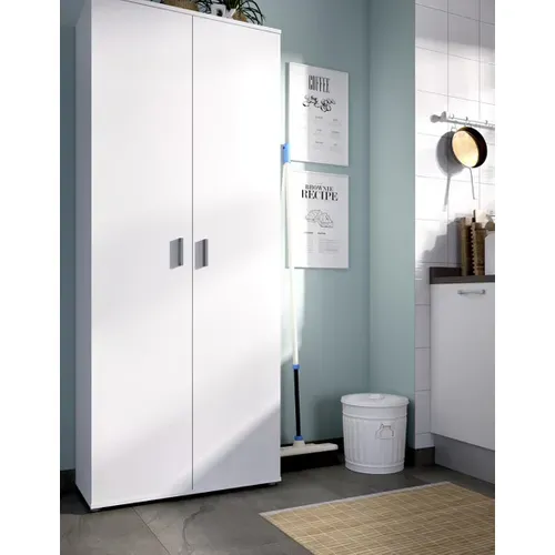 Armoire 2 Portes Coloris Blanc - Longueur 78 X Profondeur 35 X Hauteur 190 Cm