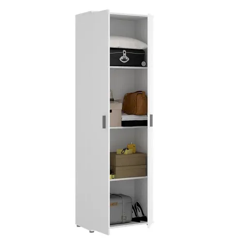 Armoire De Rangement 2 Portes Coloris Blanc - Longueur 61 X Profondeur 35 X Hauteur 190 Cm