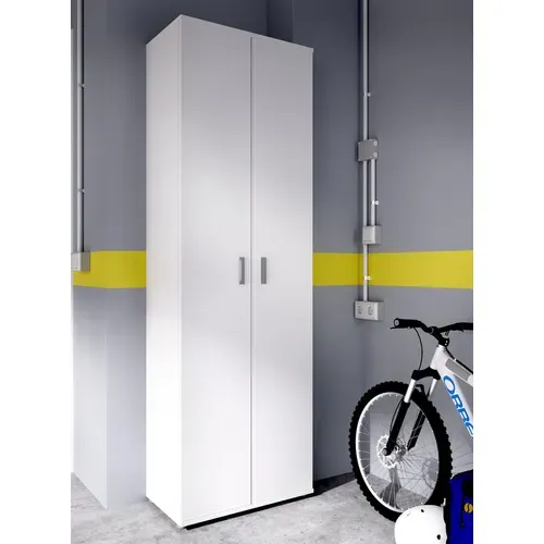Armoire De Rangement 2 Portes Coloris Blanc - Longueur 61 X Profondeur 35 X Hauteur 190 Cm