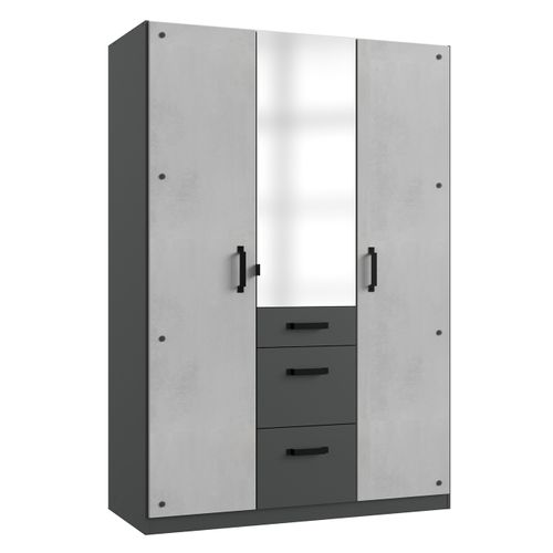 Chambre à Coucher Complète pour Enfant Coloris Imitation Béton Clair/graphite - 140x200 Cm