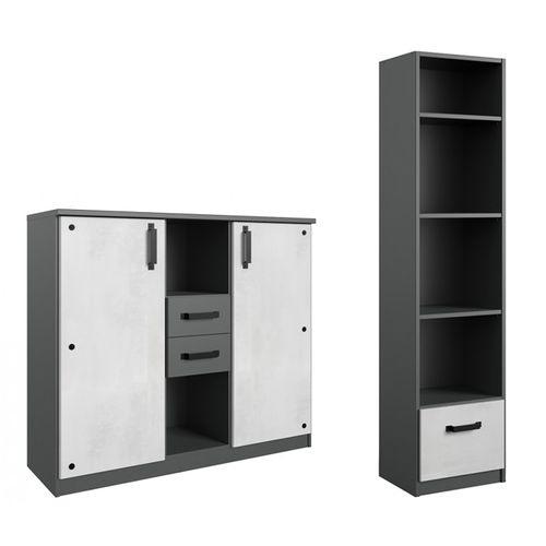 Chambre à Coucher Complète Enfant (lit 140x200 Cm + Étagère + 1 Chevet + Buffet + Armoire )