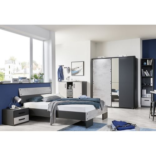 Chambre à Coucher Complète Enfant (lit 140x200 Cm + Étagère + 1 Chevet + Buffet + Armoire )