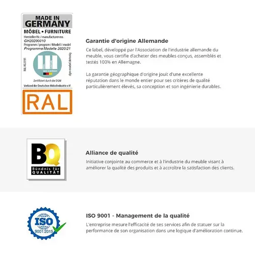 Chambre à Coucher Complète Adulte (lit queen size 160x200 Cm + 2 Chevets + Commode )