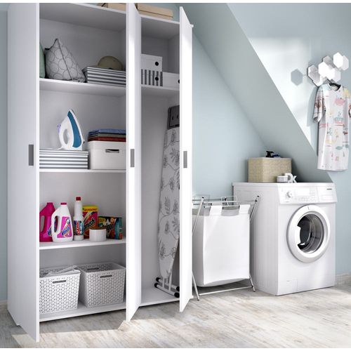 Armoire 3 Portes buanderie, garage Coloris Blanc - Longueur 116 X Profondeur 35 X Hauteur 190 Cm