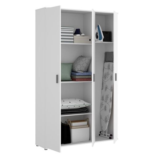Armoire 3 Portes buanderie, garage Coloris Blanc - Longueur 116 X Profondeur 35 X Hauteur 190 Cm