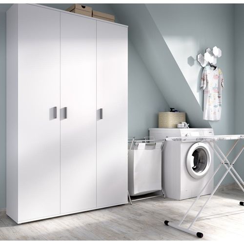 Armoire 3 Portes buanderie, garage Coloris Blanc - Longueur 116 X Profondeur 35 X Hauteur 190 Cm