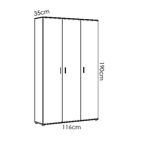 Armoire 3 Portes buanderie, garage Coloris Blanc - Longueur 116 X Profondeur 35 X Hauteur 190 Cm