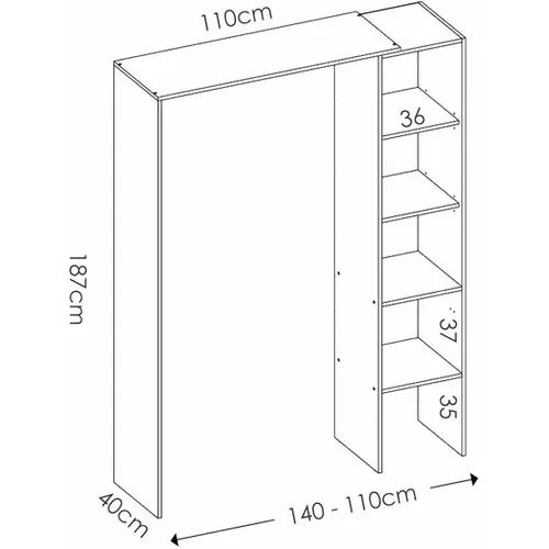 Dressing Armoire Placard Extensible Coloris Blanc -140-110x40x187cm