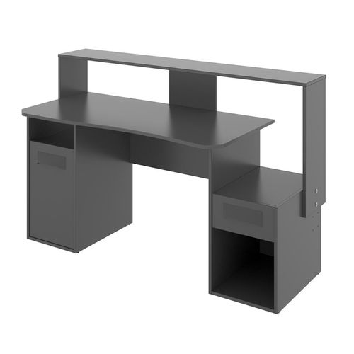 Bureau Gaming Table De Jeu Coloris graphite - l. 153,5 x P. 62-68.5 x H. 84.2-97 cm