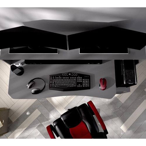 Bureau Gaming Table De Jeu Coloris graphite - l. 153,5 x P. 62-68.5 x H. 84.2-97 cm