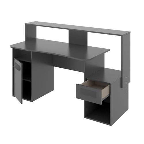 Bureau Gaming Table De Jeu Coloris graphite - l. 153,5 x P. 62-68.5 x H. 84.2-97 cm