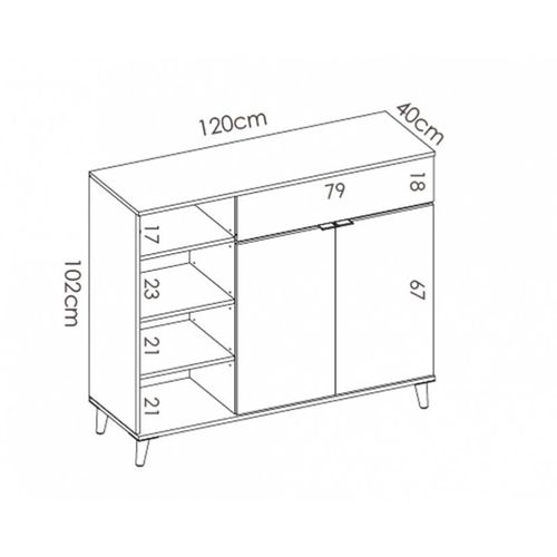 Buffet Meuble De Cuisine Coloris Blanc/naturel - Longueur 119 X Profondeur 40 X Hauteur 102 Cm