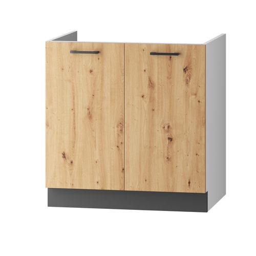 Cuisine Complète Celia 7 Éléments Couleur Gris Mat/chêne Artisan - Longueur 240/180 Cm