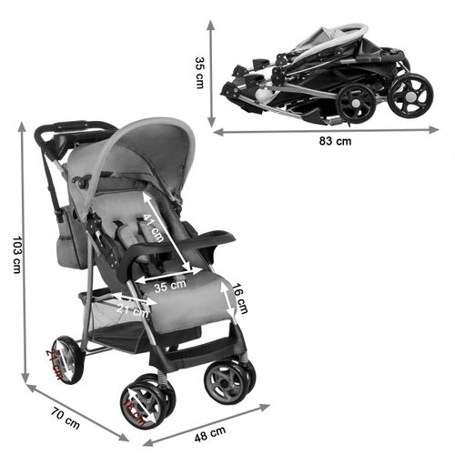 Emma Plus Poussette Pliable Avec Sac À Langer    Gris Anthracite