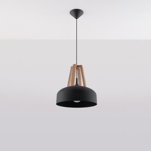Lampe Pendante Casco Noir/bois Naturel