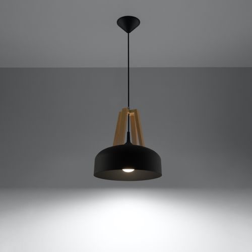 Lampe Pendante Casco Noir/bois Naturel