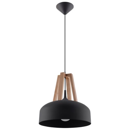 Lampe Pendante Casco Noir/bois Naturel