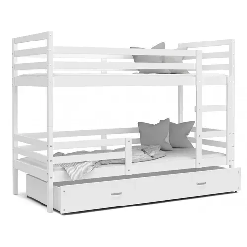 Lit Superposé Milo 90x190 Tiroir + Matelas Blanc - Blanc