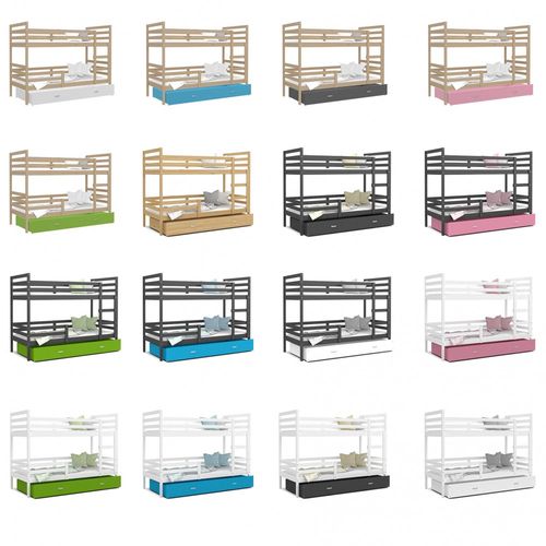 Lit Superposé Milo 90x190 Tiroir + Matelas Blanc - Blanc