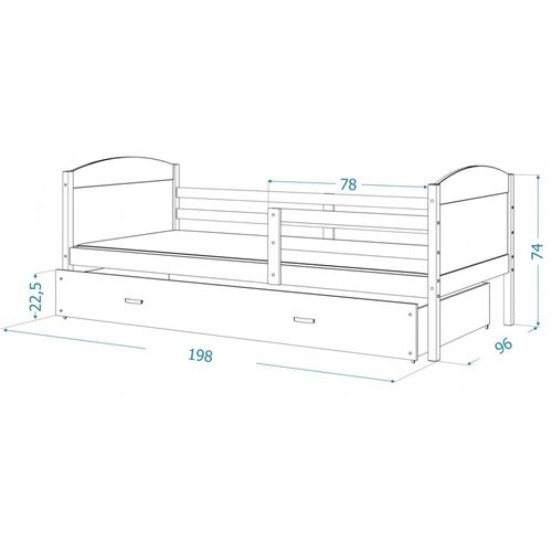 Lit Gigogne Mateo 90x190 Blanc - Rose Livré Avec Sommiers, Tiroir Et Matelas En Mousse De 7cm
