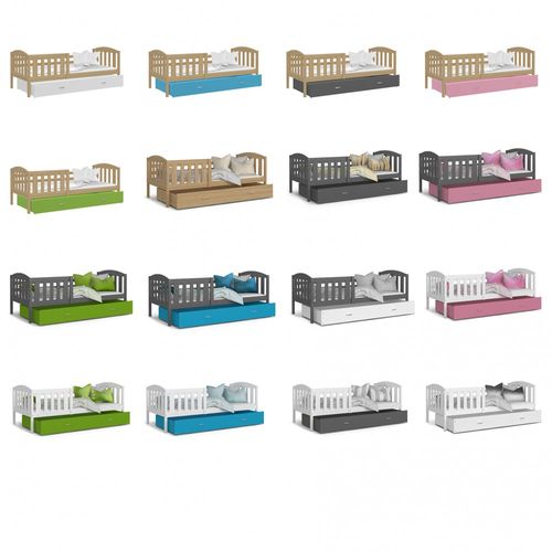 Lit Enfant Teo 90x190 Pin Livré Avec Sommiers, Tiroir Et Matelas En Mousse De 7cm