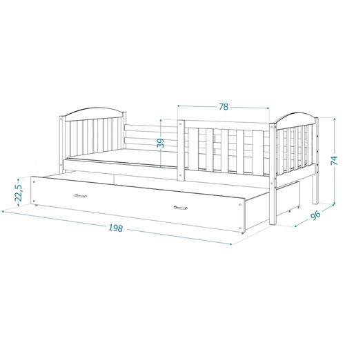 Lit Enfant Teo 90x190 Pin Livré Avec Sommiers, Tiroir Et Matelas En Mousse De 7cm