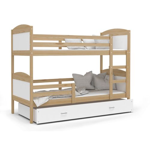Lit Superposé Mateo 90x190 Tiroir + Matelas Pin - Blanc