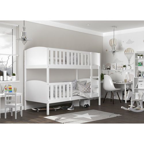 Lit Superposé Tom 90x190 Blanc - Blanc Livré Avec Sommiers