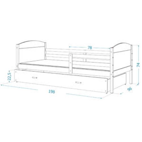 Lit Gigogne Mateo 90x190 Pin - Blanc Livré Avec Sommiers, Tiroir Et Matelas En Mousse De 7cm