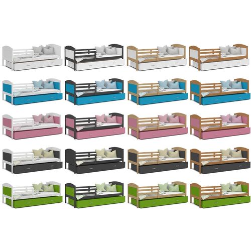 Lit Gigogne Mateo 90x190 Pin - Gris Livré Avec Sommiers, Tiroir Et Matelas En Mousse De 7cm