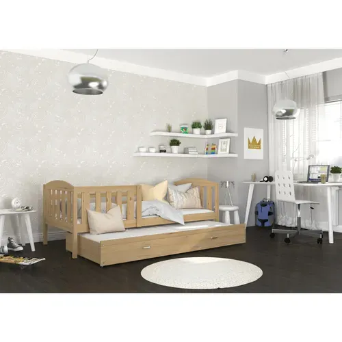 Lit Gigogne Teo 90x190 Pin Livré Avec Sommiers, Tiroir Et Matelas En Mousse De 7cm