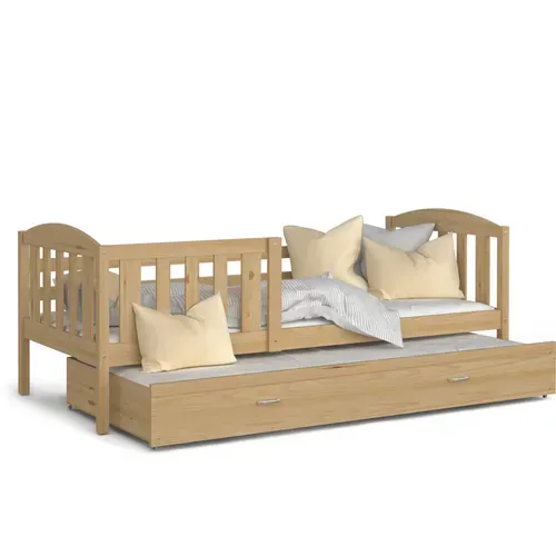 Lit Gigogne Teo 90x190 Pin Livré Avec Sommiers, Tiroir Et Matelas En Mousse De 7cm