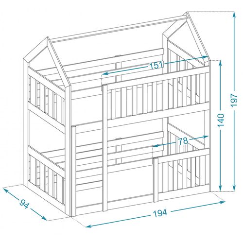 Lit Superposé Cabane Mini 90x190 Pin Livré Avec Sommiers