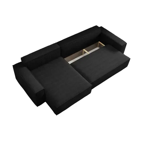 Canapé D'angle Réversible Convertible Avec Fonction De Couchage Karl XL En Velours Côtelé Noir