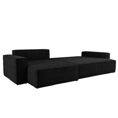 Canapé D'angle Réversible Convertible Avec Fonction De Couchage Karl XL En Velours Côtelé Noir