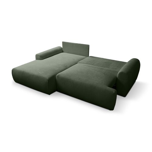 Canapé D'angle Gauche Avec Fonction De Couchage Noboo Coffre En Vert Bouteille