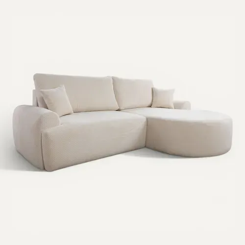 Canapé D'angle Droit Avec Fonction De Couchage Arte Premium Coffre En Crémeux