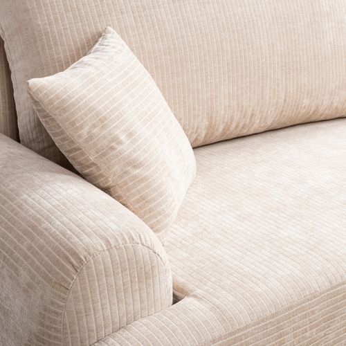 Canapé D'angle Droit Avec Fonction De Couchage Arte Premium Coffre En Velours Côtelé Beige