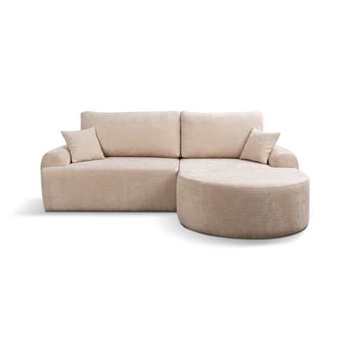 Canapé D'angle Droit Avec Fonction De Couchage Arte Premium Coffre En Velours Côtelé Beige