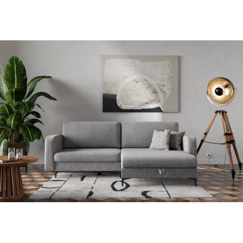 Canapé D'angle Réversible Convertible Avec Fonction De Couchage Como Coffre En Gris